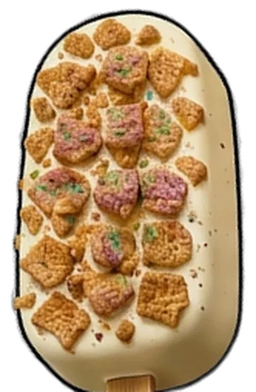 The Churro Drop cakesicle — vanilla coating topped with Cinnamon Toast Crunch